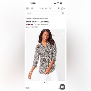Talbots Leopard Print Button-Down Blouse | Size L